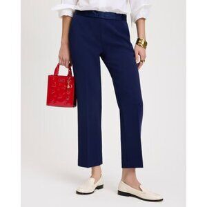 Kate Spade Blue Bow Detail Side Zip Front Pockets Straight Leg Pants Sz 12 NWOT